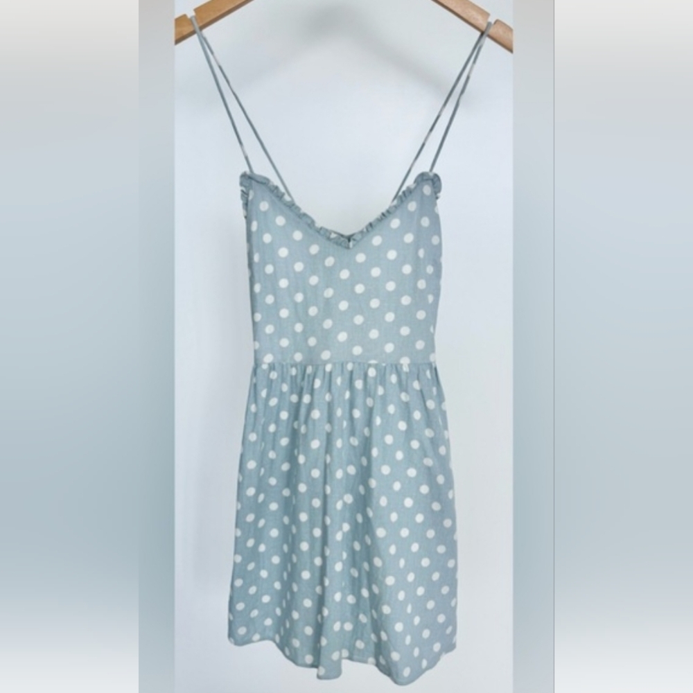 🌴Blue Zara Polka Dot Strappy Dress